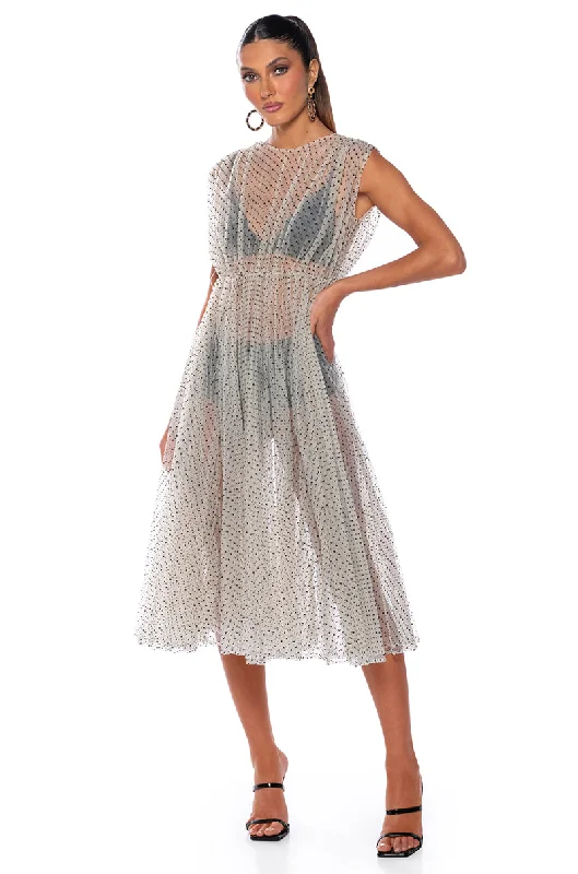 DAPHNE NUDE SEE THROUGH MIDI DRESS