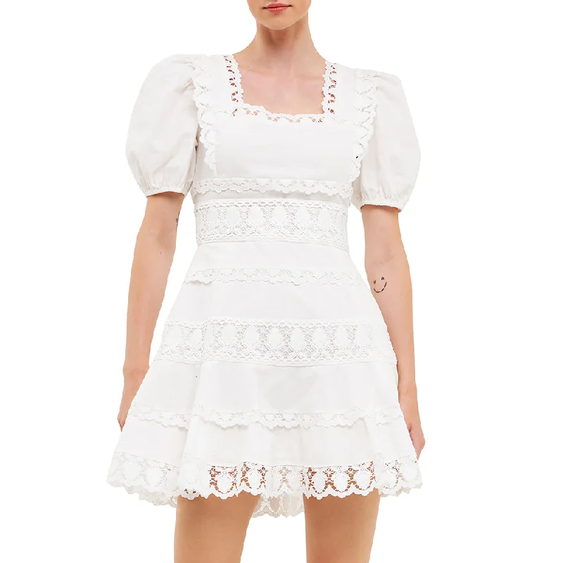 Multi Lace Linen Mini Dress