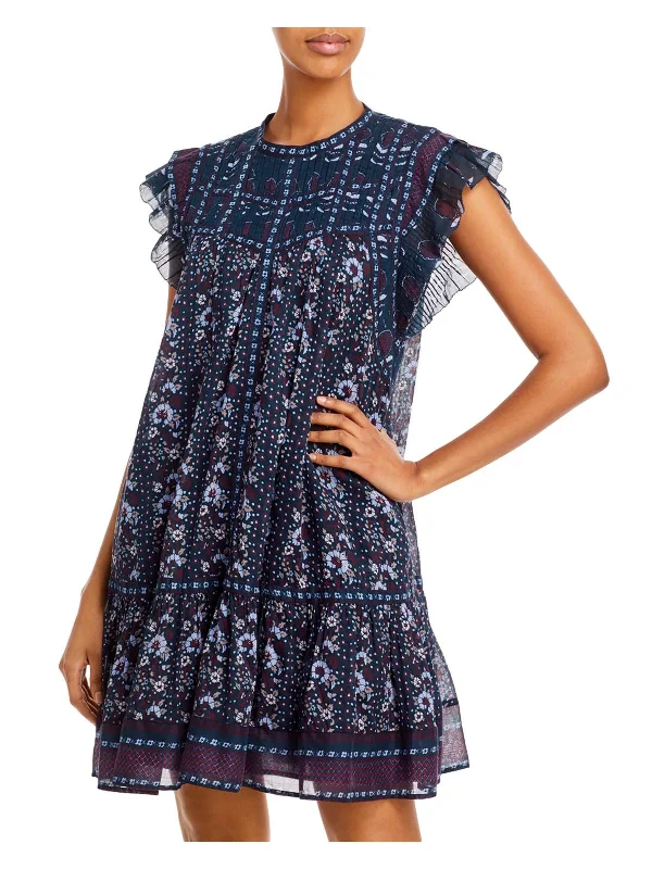 Nadine Womens Printed Shutter Pleat Mini Dress