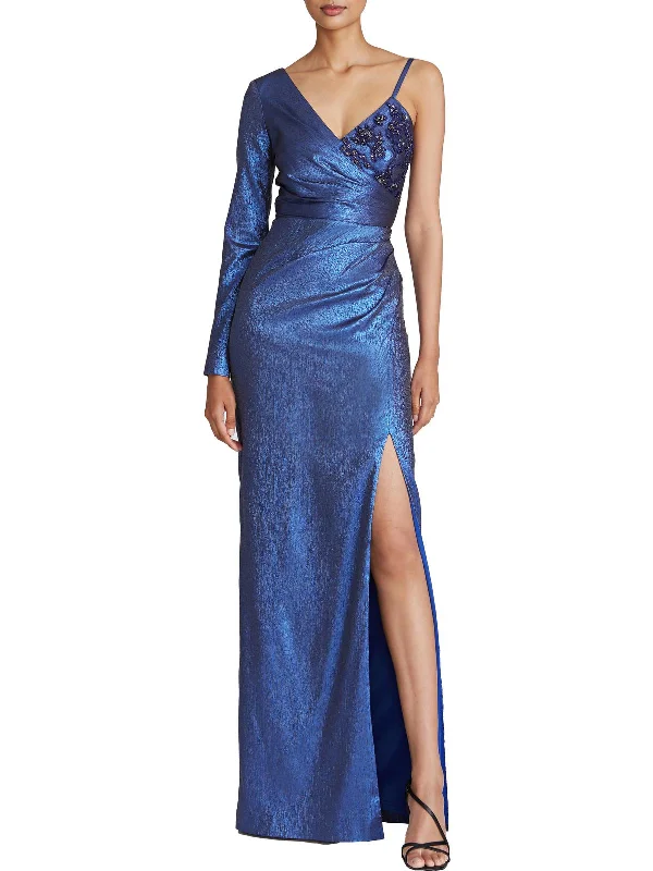 Womens Metallic Maxi Evening Dress