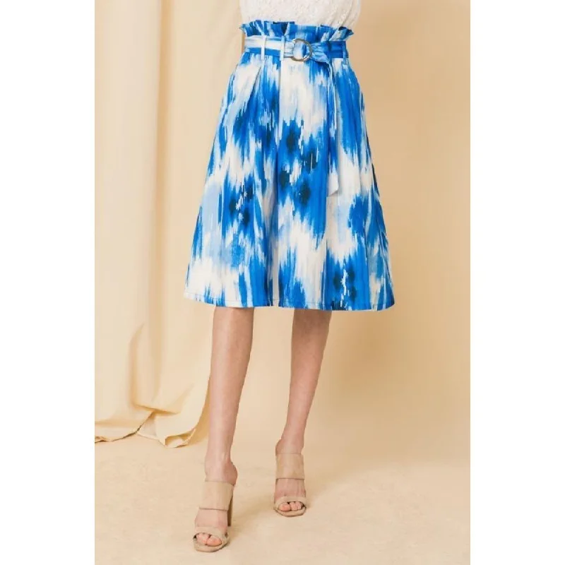 Self-buckle Belt Printed Skirt