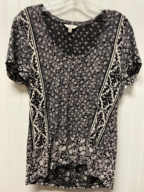 Top Short Sleeve Basic By Lucky Brand In Black & Grey, Size: L