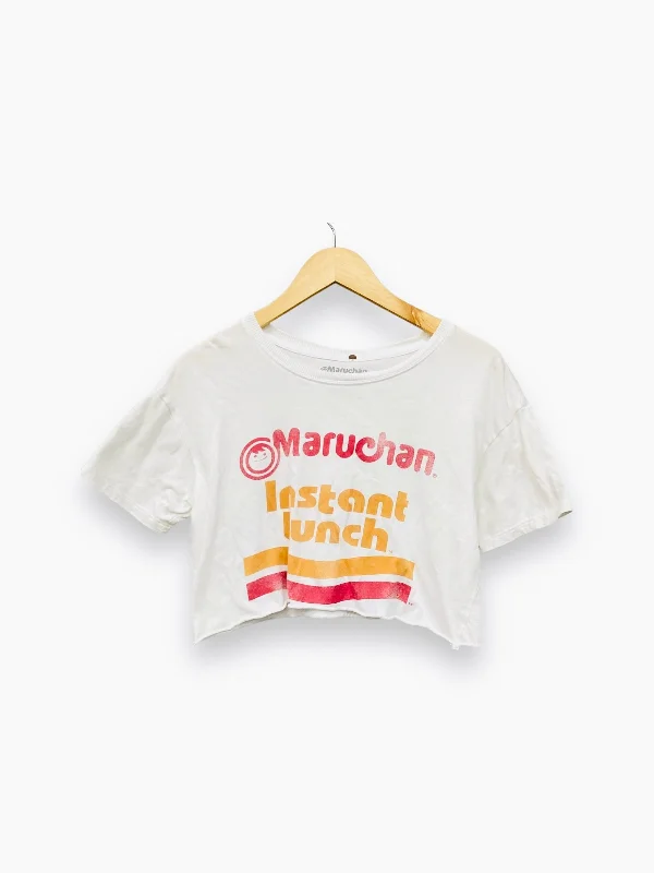 Top Short Sleeve Basic By Maruchan In White & Yellow, Size: S