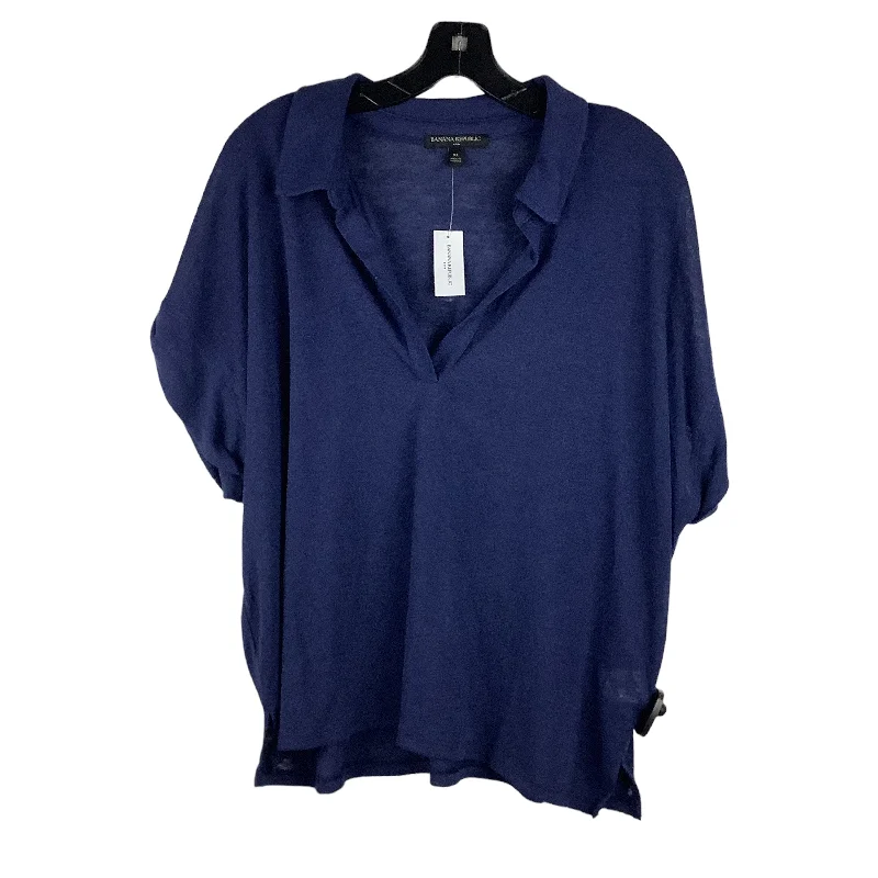 Top Short Sleeve By Banana Republic In Navy, Size: Xl