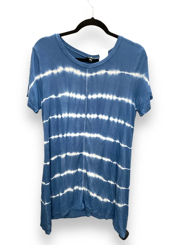 Top Short Sleeve By Cable And Gauge In Blue & White, Size: L