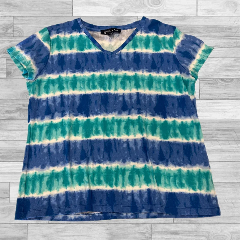 Top Short Sleeve By Jones New York In Blue & Green, Size: L