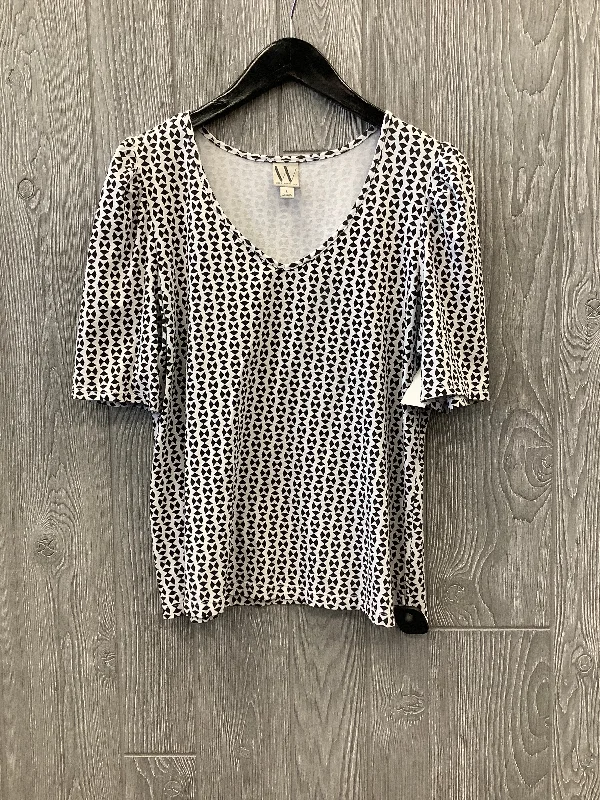 Top Short Sleeve By Worthington In Black & White, Size: L