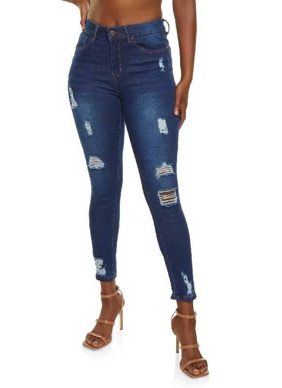 WAX Distressed Frayed Skinny Jeans