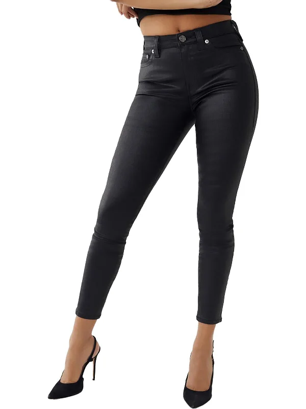 Jennie Curvy Womens High-Rise Coated Skinny Jeans