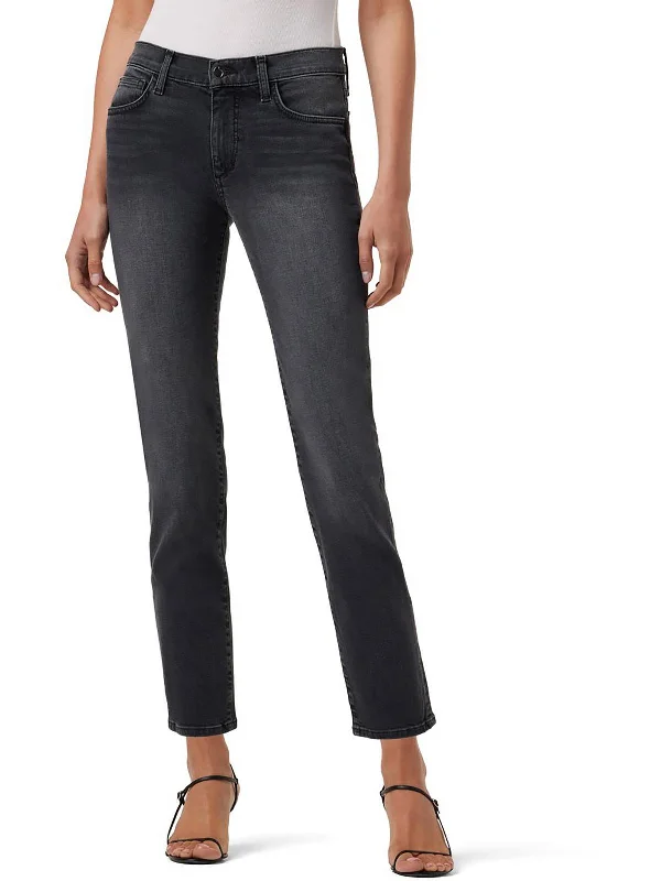 Lara Womens Mid-Rise Ankle Straight Leg Jeans