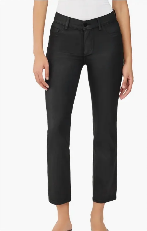 Mara Instasculpt Mid Rise Straight Leg Jeans In Black Coated