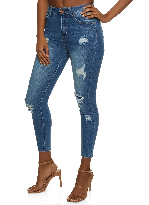 WAX Distressed High Waisted Jeans