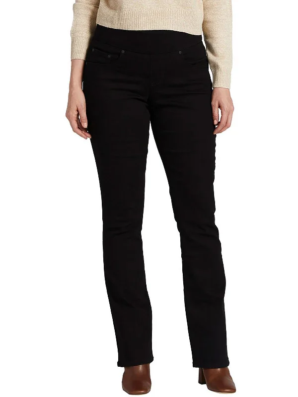 Petites Paley Womens Mid-Rise Pull On Bootcut Jeans