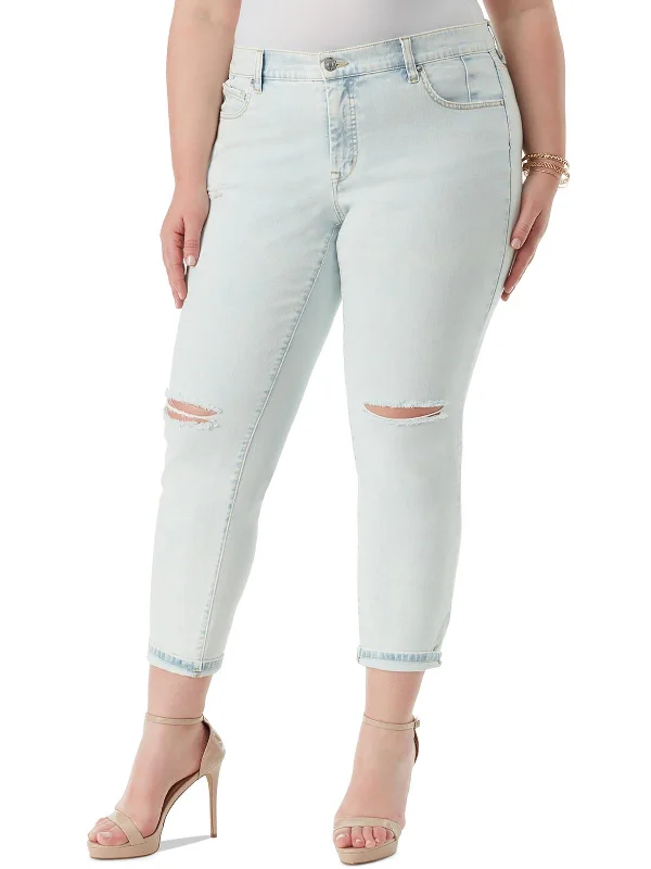 Plus Mika Womens Cuffed Light Wash Skinny Jeans