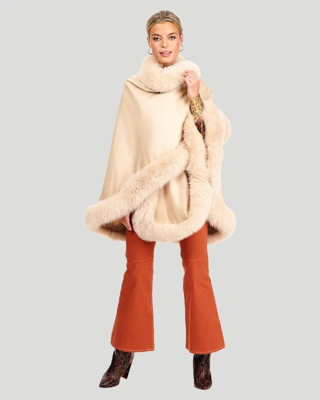 Cashmere Cape with Shadow Fox Trim