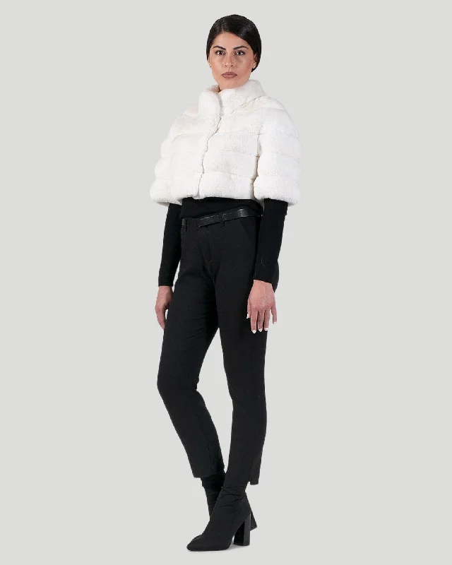 Horizontal Chinchilla Bolero with Cropped Sleeves