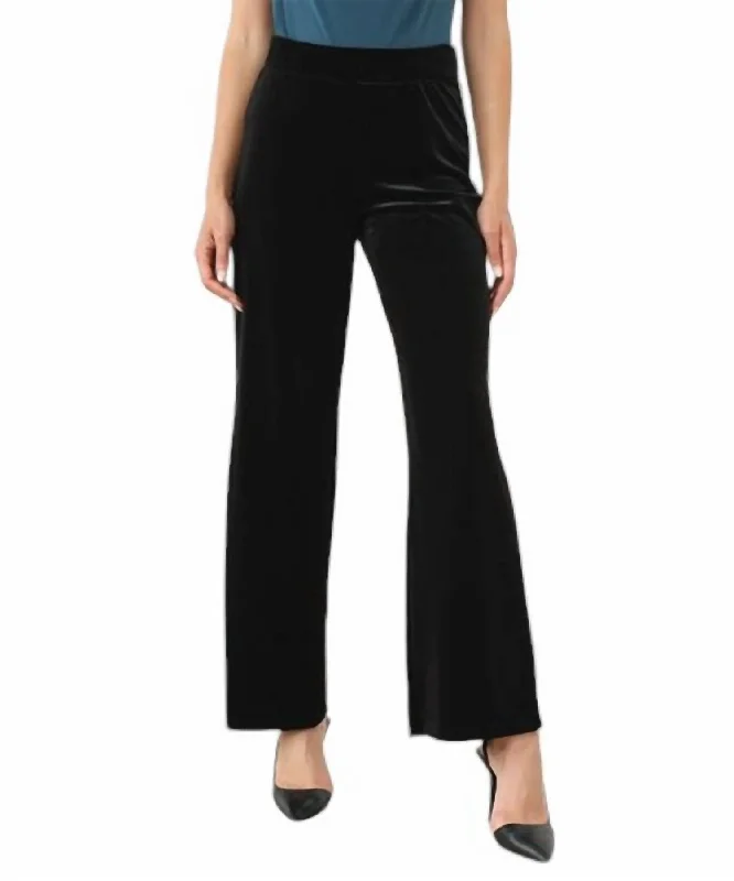 Cleo Crushed Velvet Flares In Black