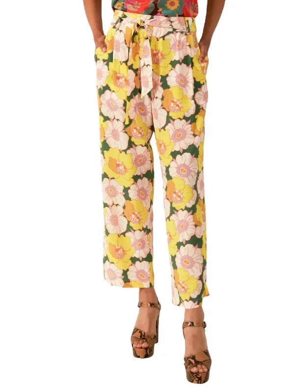 Colette Citrus Blossom Silk Pant In Green Citrus