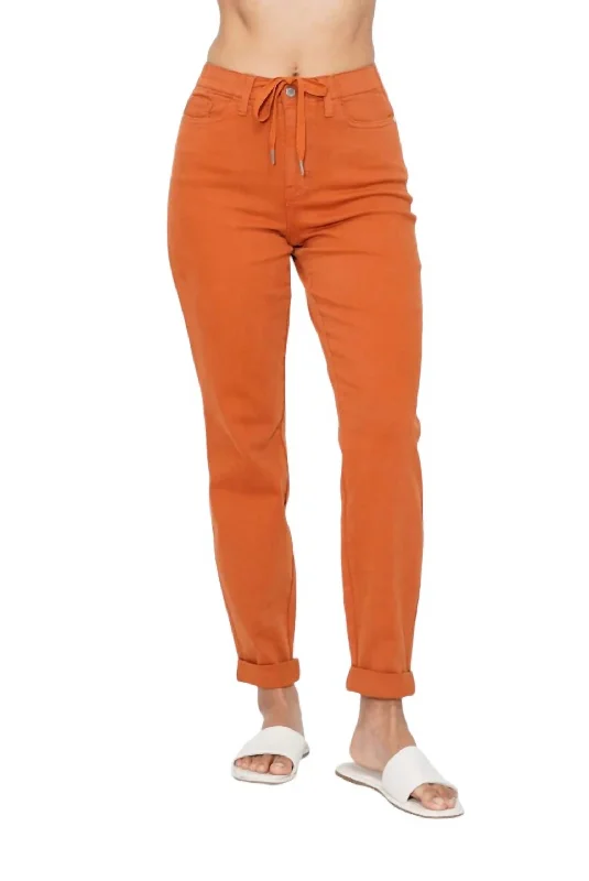 Double Cuff Jogger In Auburn Orange