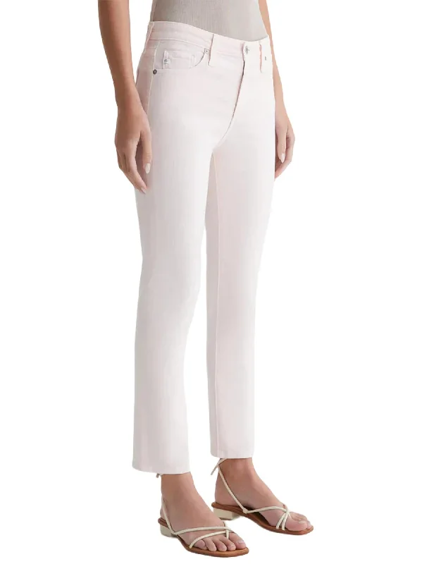 High-Rise Slim Straight Jeans In Soft Blush