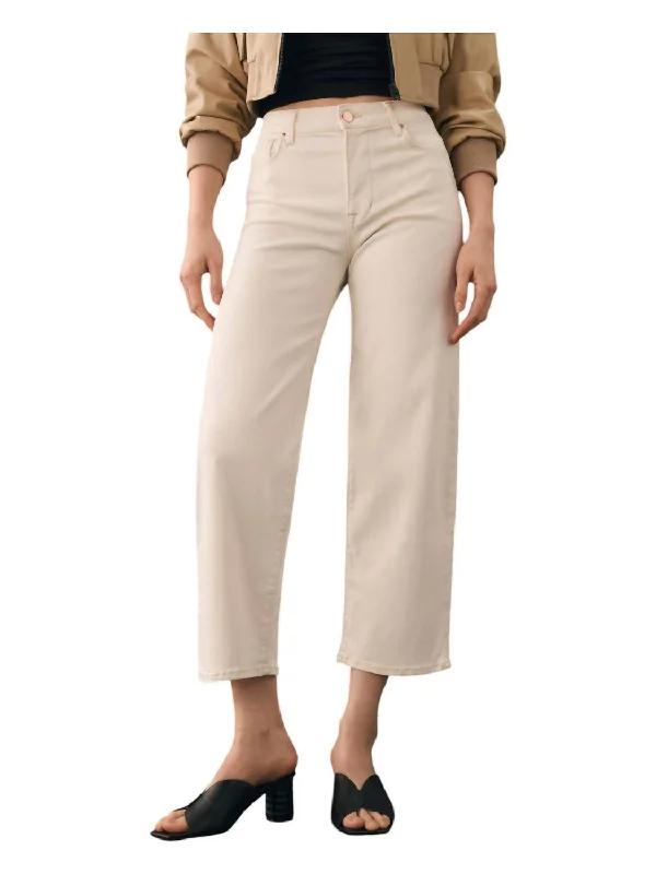 Malibu High Rise Crop Jeans In Ecru