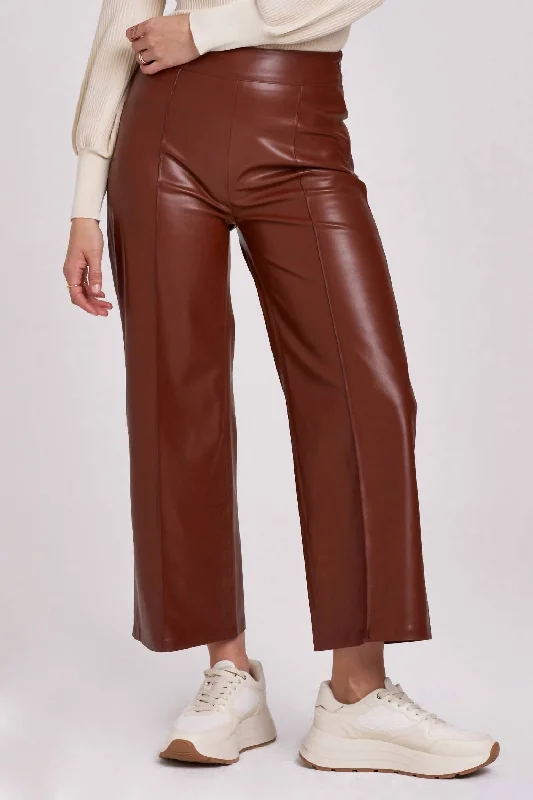 Sparkle Wide Leg Cropped Pant In Mahogany