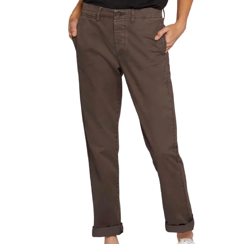 The Captain Trouser In Brown Gravel