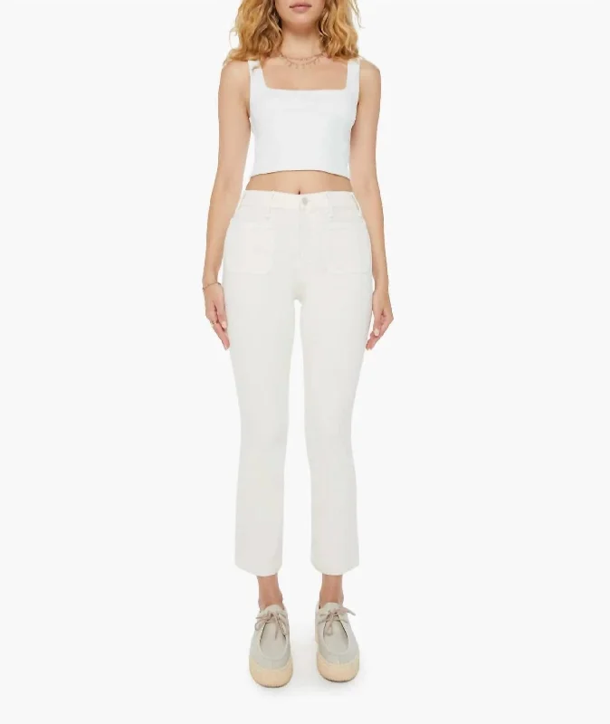 The Hustler Patch Pocket Flood Jeans In Cream Puffs