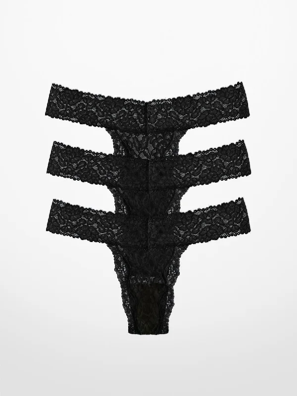 3-Pack Luxe-Stretch Lace Thong