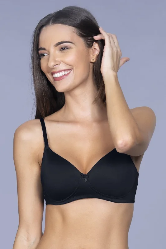 Smooth Charm Padded Non-Wired T-Shirt Bra - Black