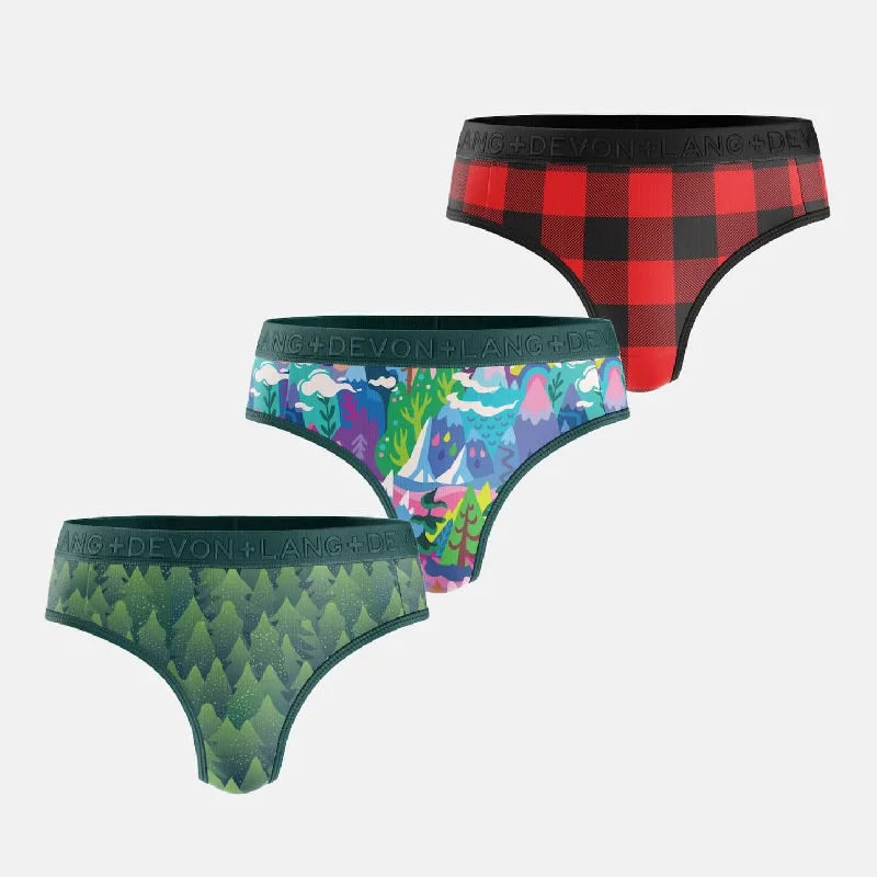 Bria Thong - Multi-Packs - Pines/Buffalo Plaid/Fantasy Mountain