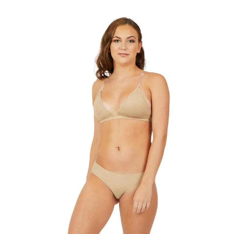 Capezio Deep Neck Clear Back Bra - Nude