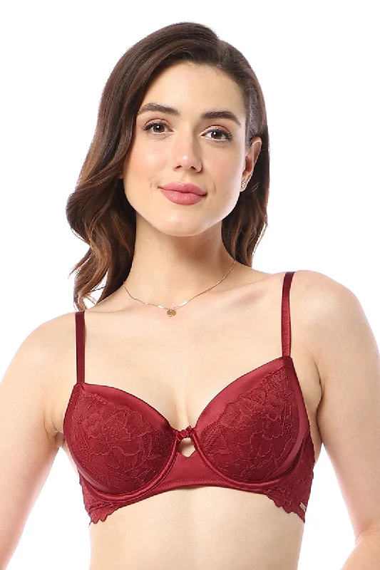 Eternal Bliss Padded Wired Demi Bra - Rio Red