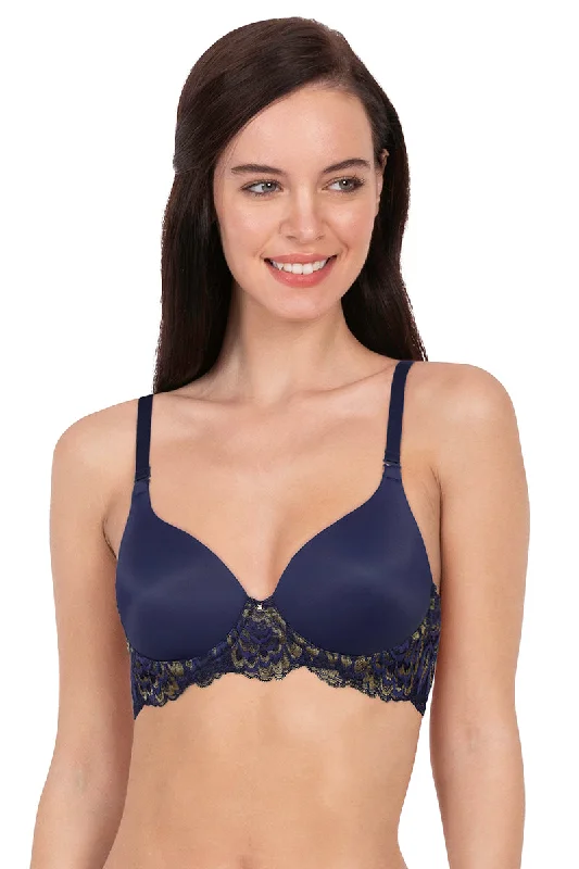 Lace Legacy Padded Wired Lace Full Cover T-shirt Bra - Midnight