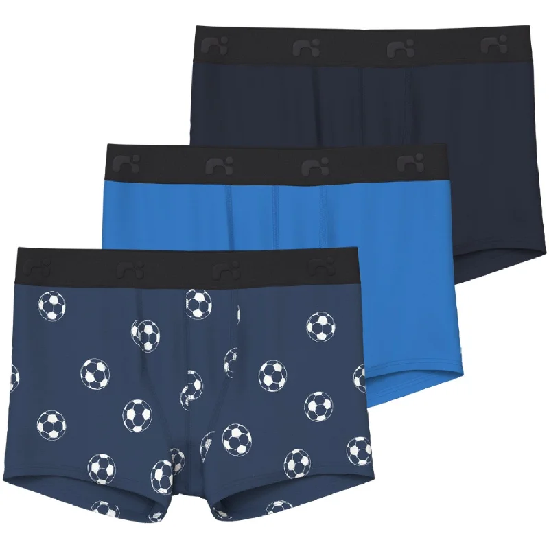 Name It Dark Denim Boxer Shorts 3-pack Dark Denim Football Noos