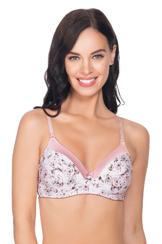 Satin Edge Padded Non-wired T-shirt Bra - Dawn Pink Pr