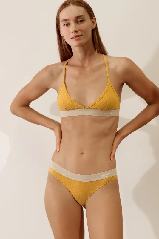 Racer Back Bralette in Organic Cotton Rib - Mustard / Sand