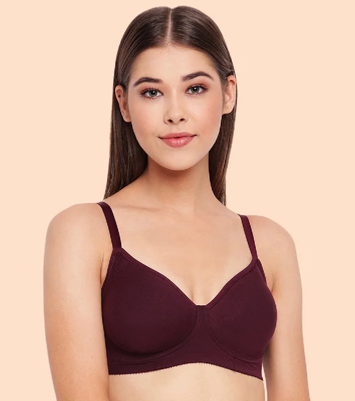 Enamor Fab-Cool A042 Side Support Shaper  Stretch Cotton Everyday Bra for Women- High Coverage, Non Padded and Wirefree - Purple