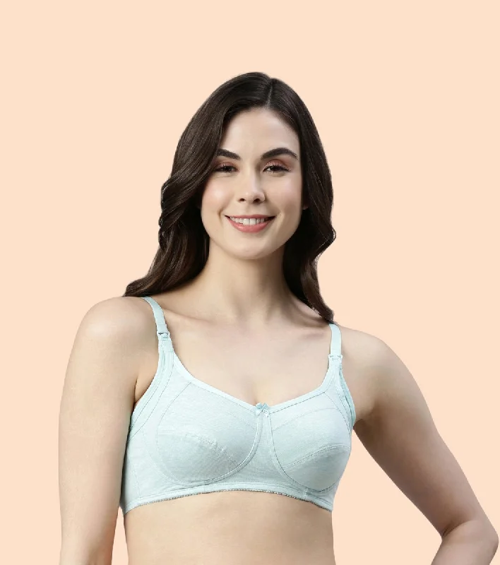 Enamor Eco-Melange MT02 Sectioned Lift and Support Cotton Nursing Bra for Women- High Coverage, Non Padded and Wirefree - Capri Melange