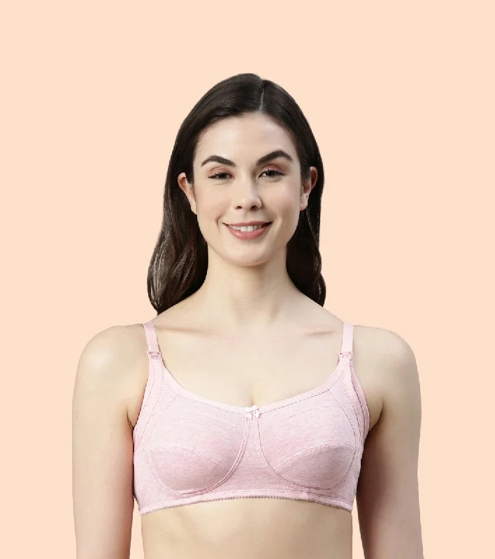 Enamor Eco-Melange MT02 Sectioned Lift and Support Cotton Nursing Bra for Women- High Coverage, Non Padded and Wirefree - Orchid Melange