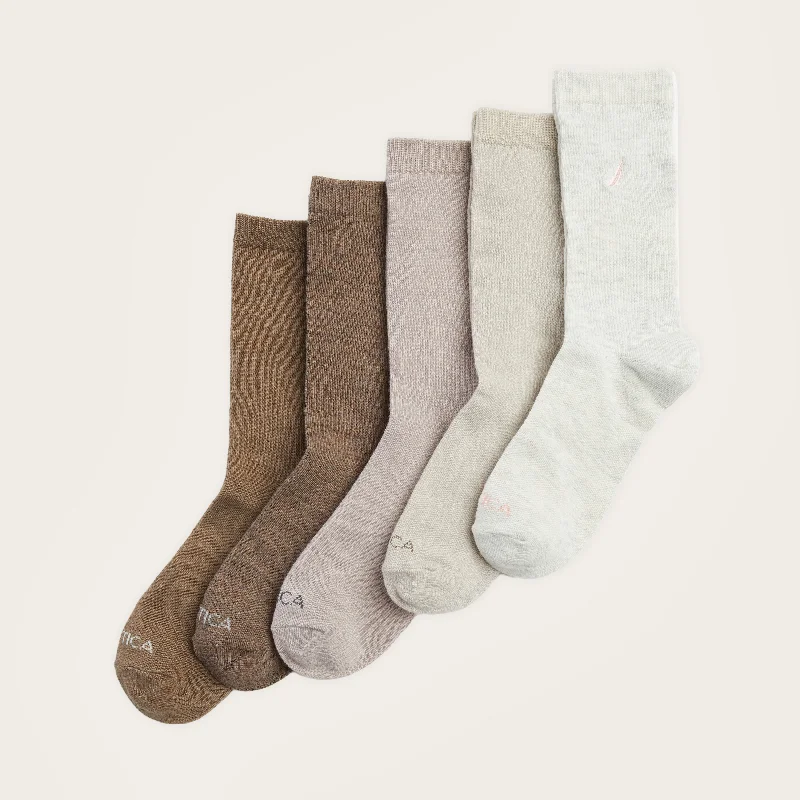 Nautica Womens Crew Dress Socks, 5-Pack