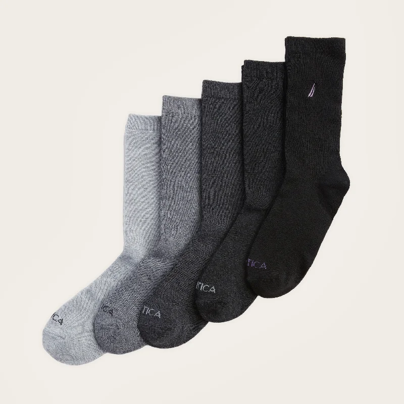 Nautica Womens Crew Dress Socks, 5-Pack