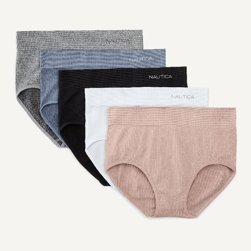 Nautica Womens Seamless Ribbed Brief, 5-Pack