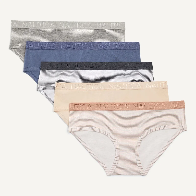 Nautica Womens Stretch-Cotton Hipster Brief, 5-Pack