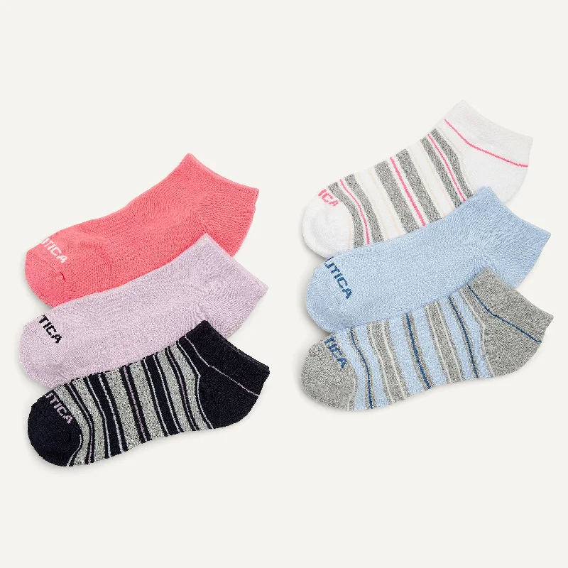 Nautica Womens Striped Lowcut Socks, 6-Pack