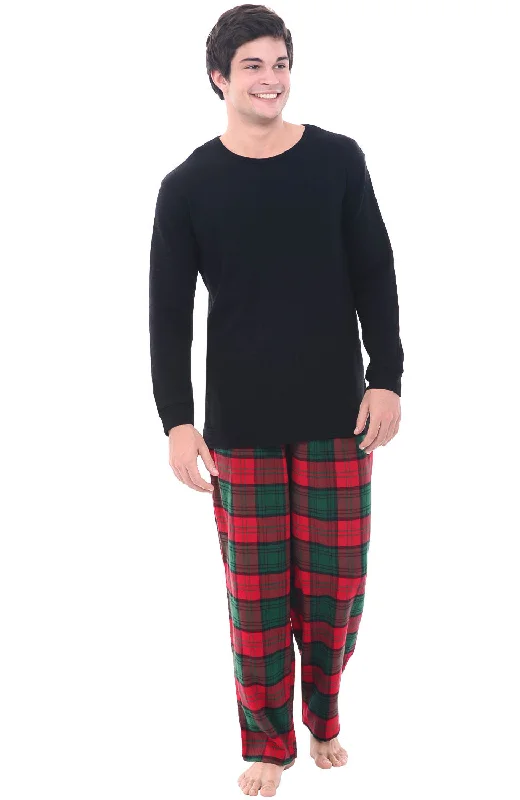 Mens Flannel Pajamas, Thermal Knit Top Cotton Pj Set