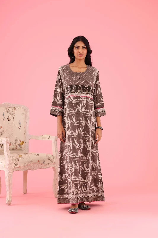 Afreen Caftan Grey Off White