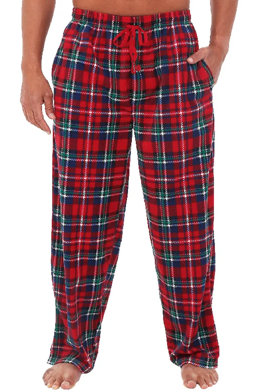 Men's Plush Fleece Pajama Pants with Pockets, Lounge Bottoms