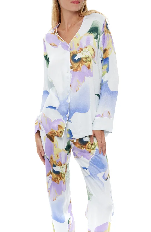 Women's Floral Print Pajamas with Pockets, Button Down PJ Set