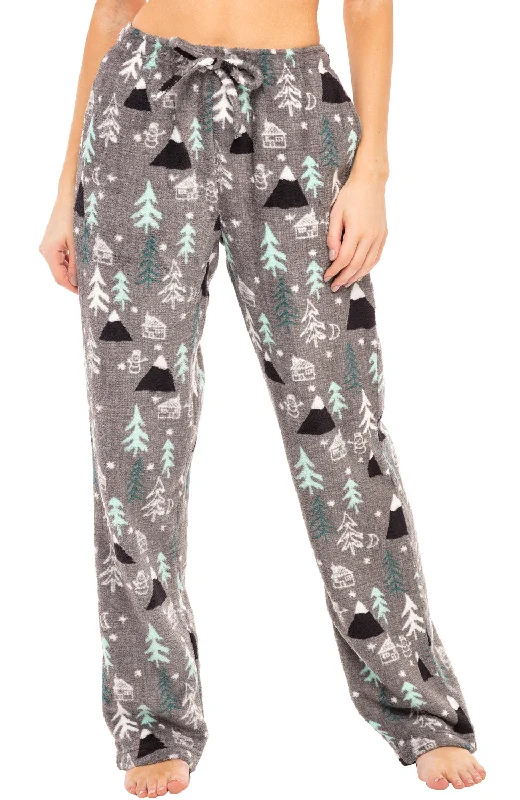 Women's Plush Fleece Pajama Bottoms with Pockets, Winter PJ Lounge Pants